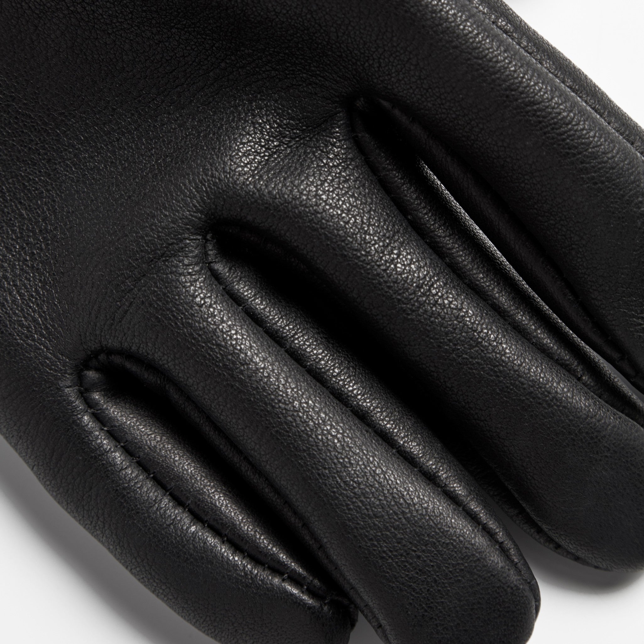 Lined Leather Gloves - Black - Image 3