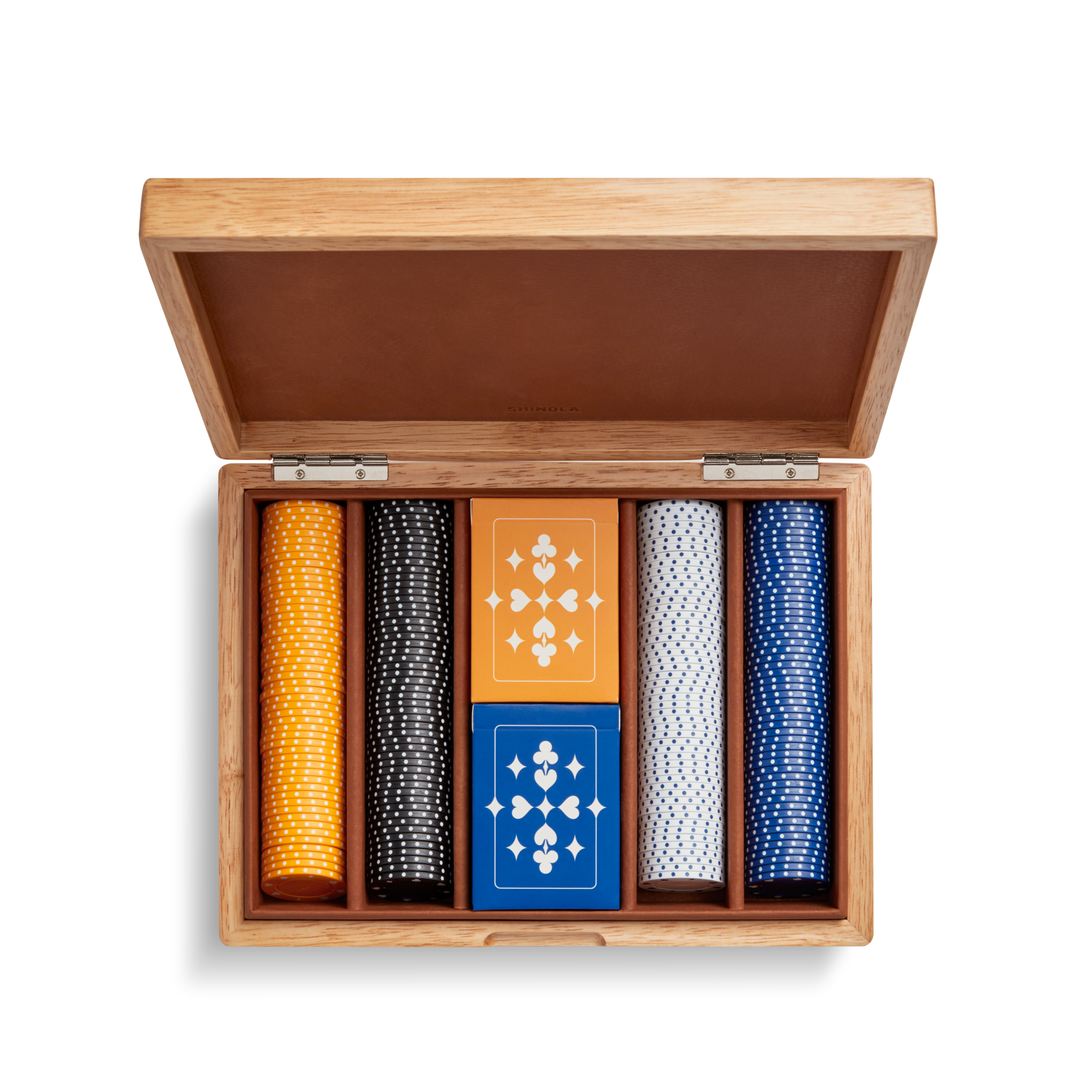 Lacquered Wood Poker Set - Cream / Blue