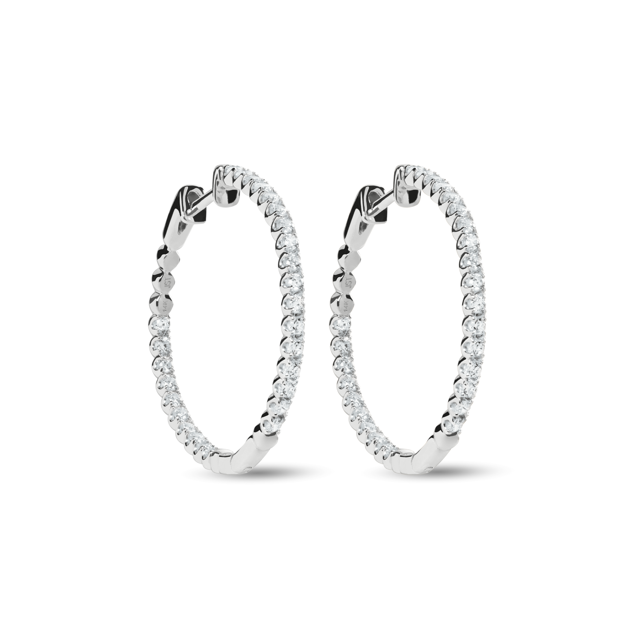 1 Carat Diamond Hoop Earrings - White Gold