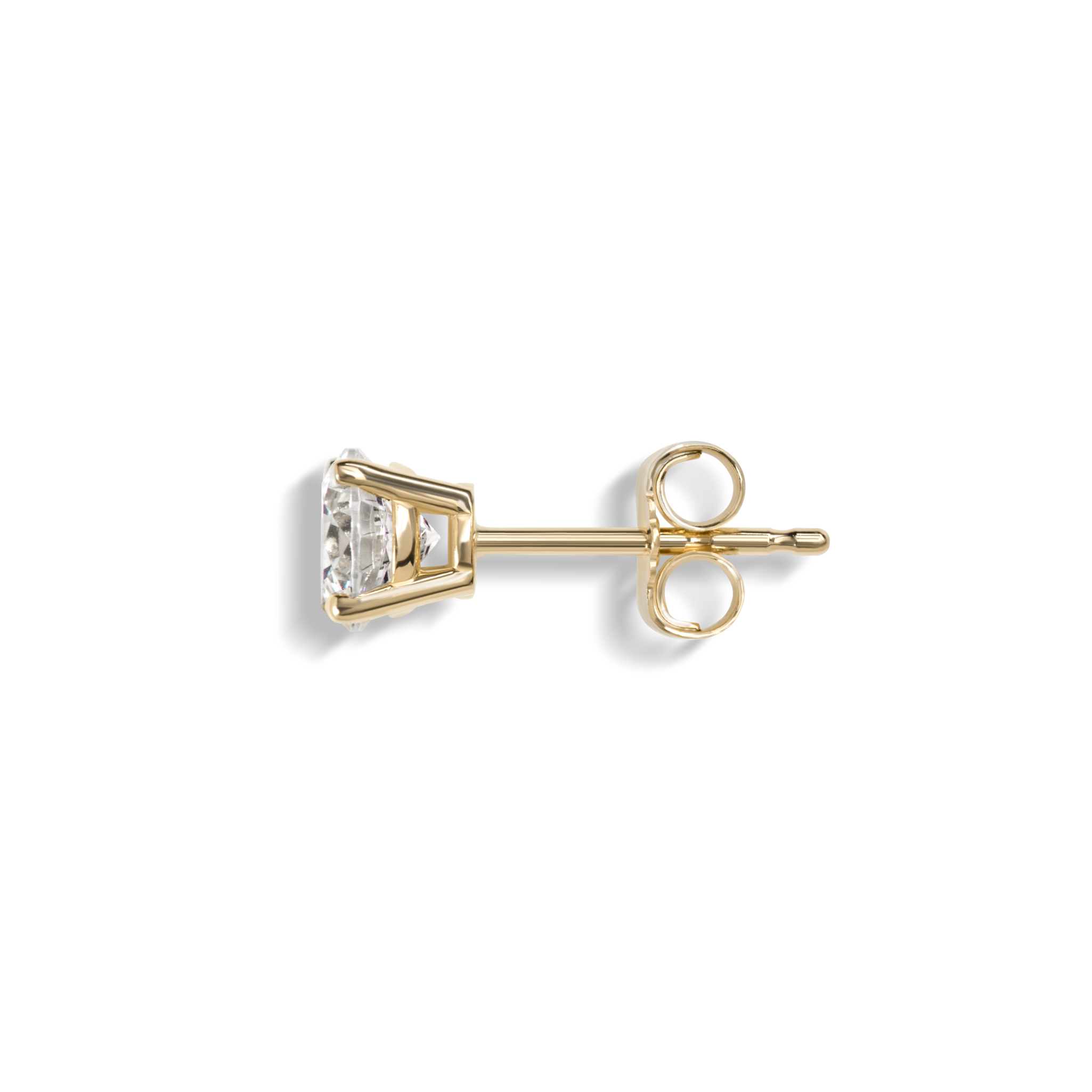 1 Carat Round Diamond Studs - Yellow Gold - Image 4