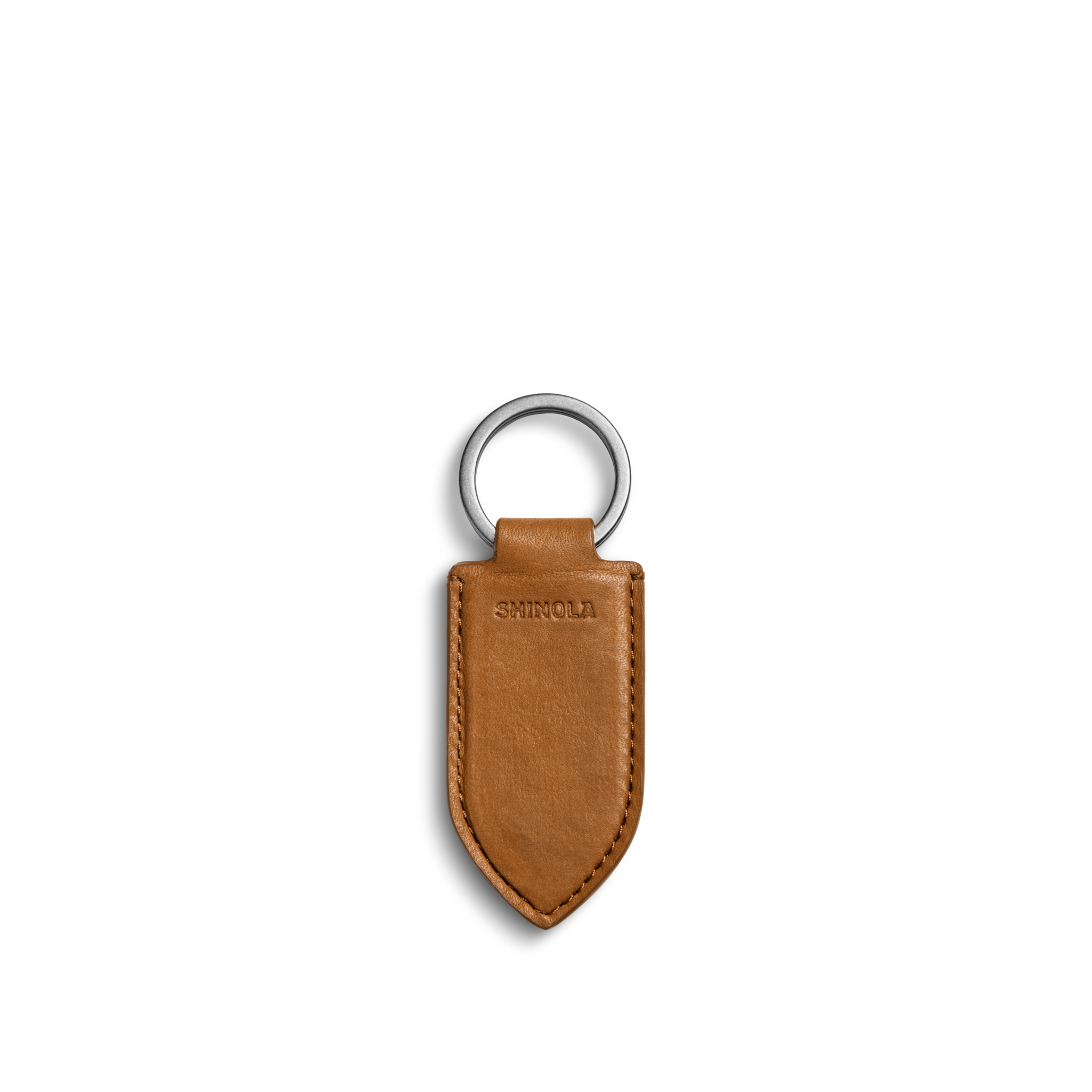 Leather Monogram Key Fob - Tan