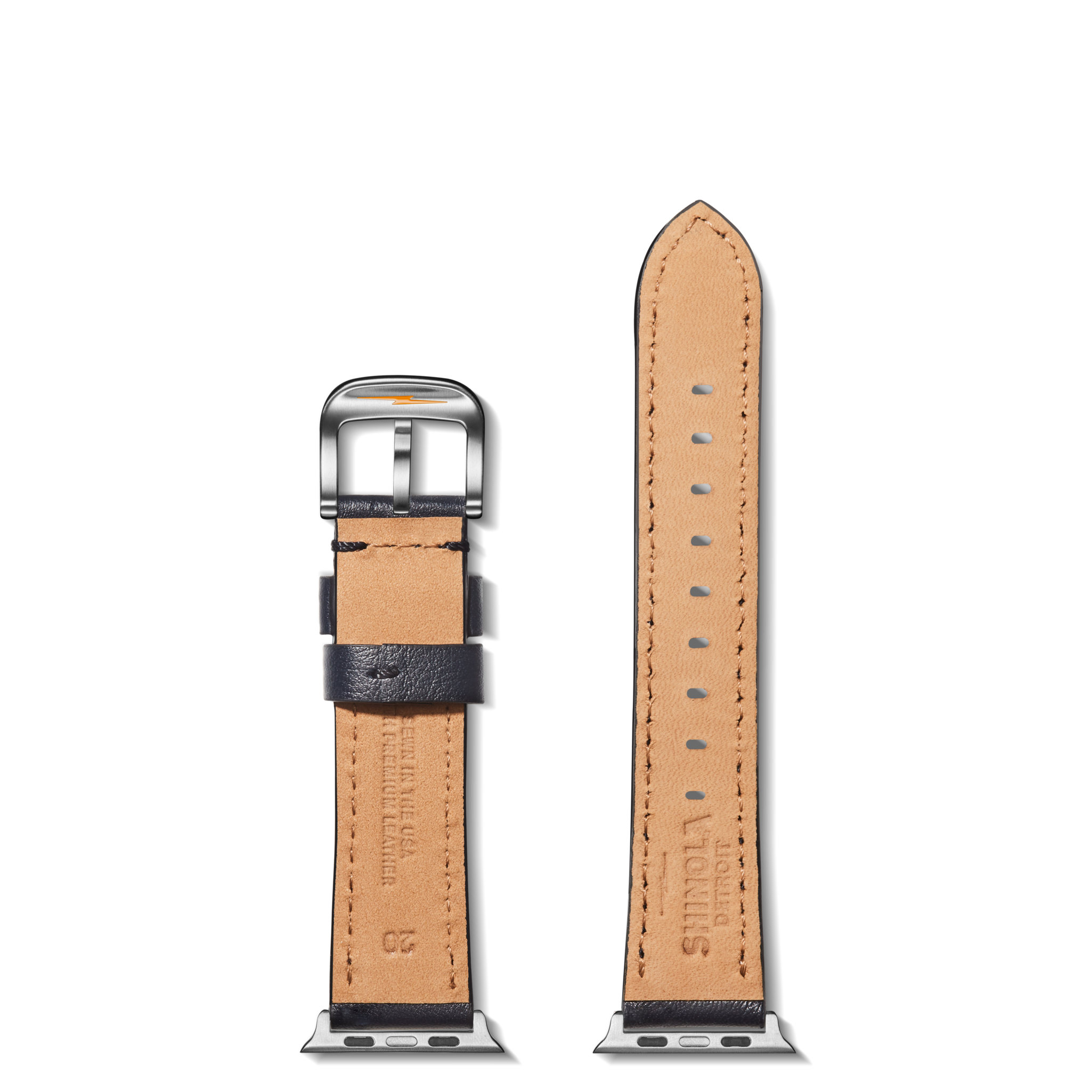 20mm Navy Leather Apple Watch Strap - Navy - Image 3