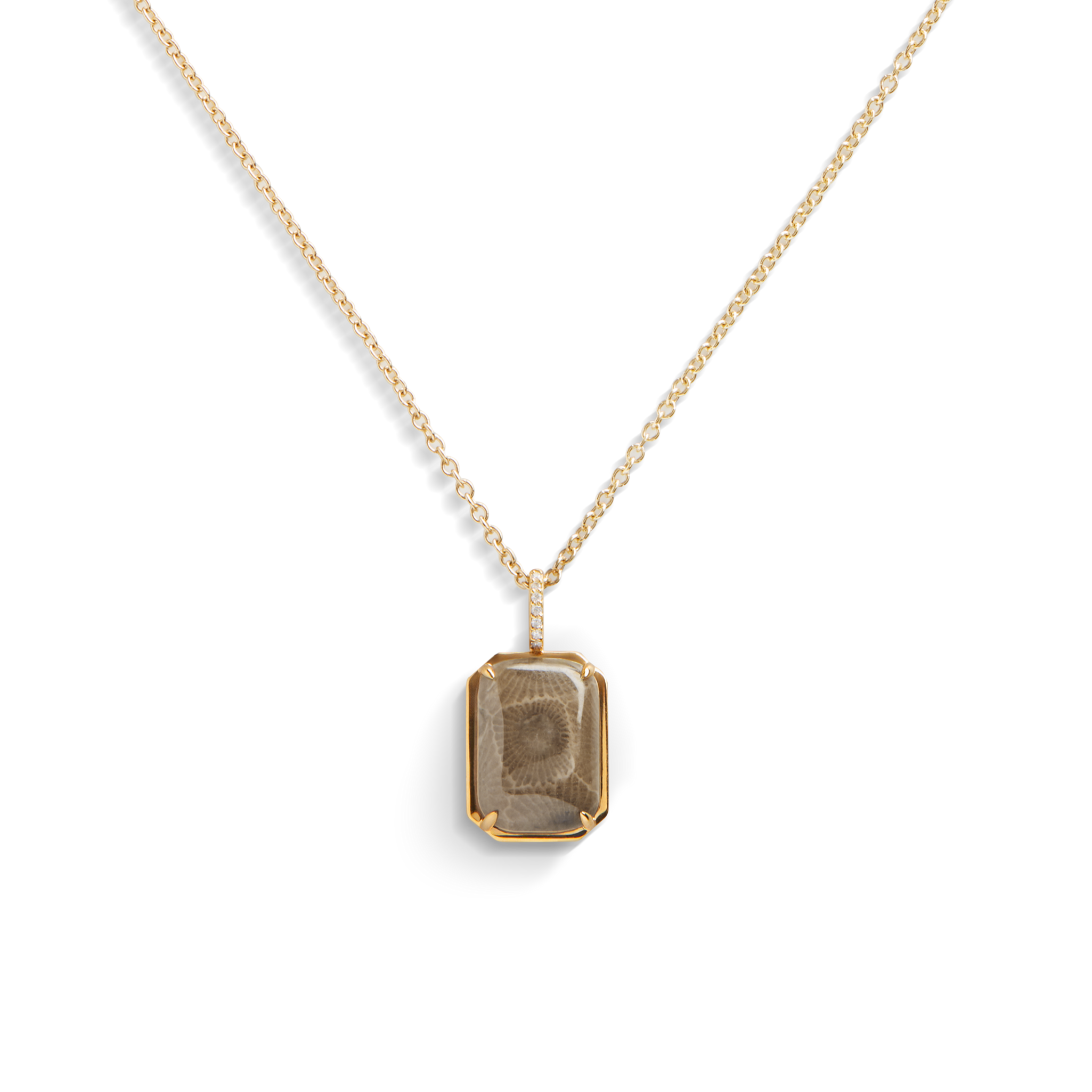 Petoskey Pendant Necklace with Pavé Diamond Bail