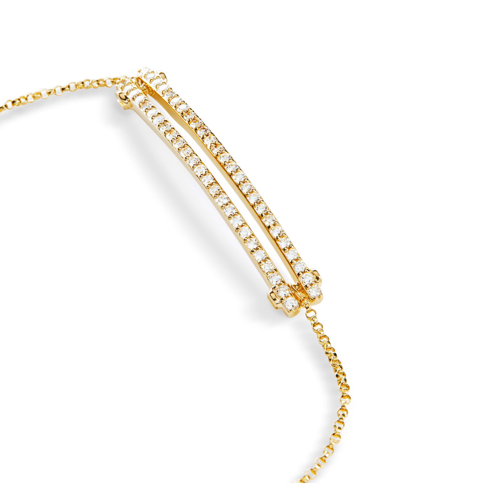 Diamond Pave Rivet Double Row Necklace - Yellow Gold - Image 5