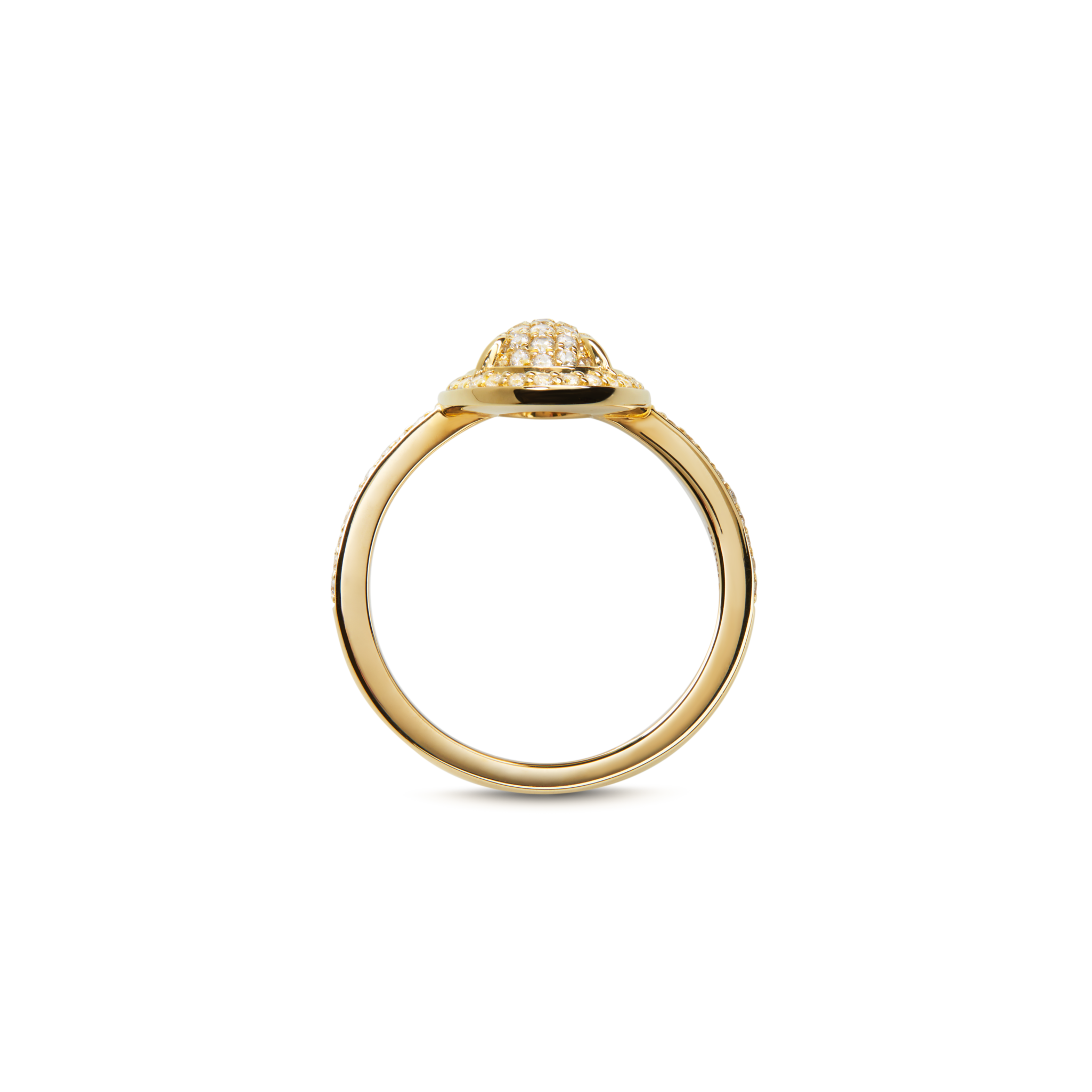 Diamond Pave Oval Ring - Yellow Gold - Image 3