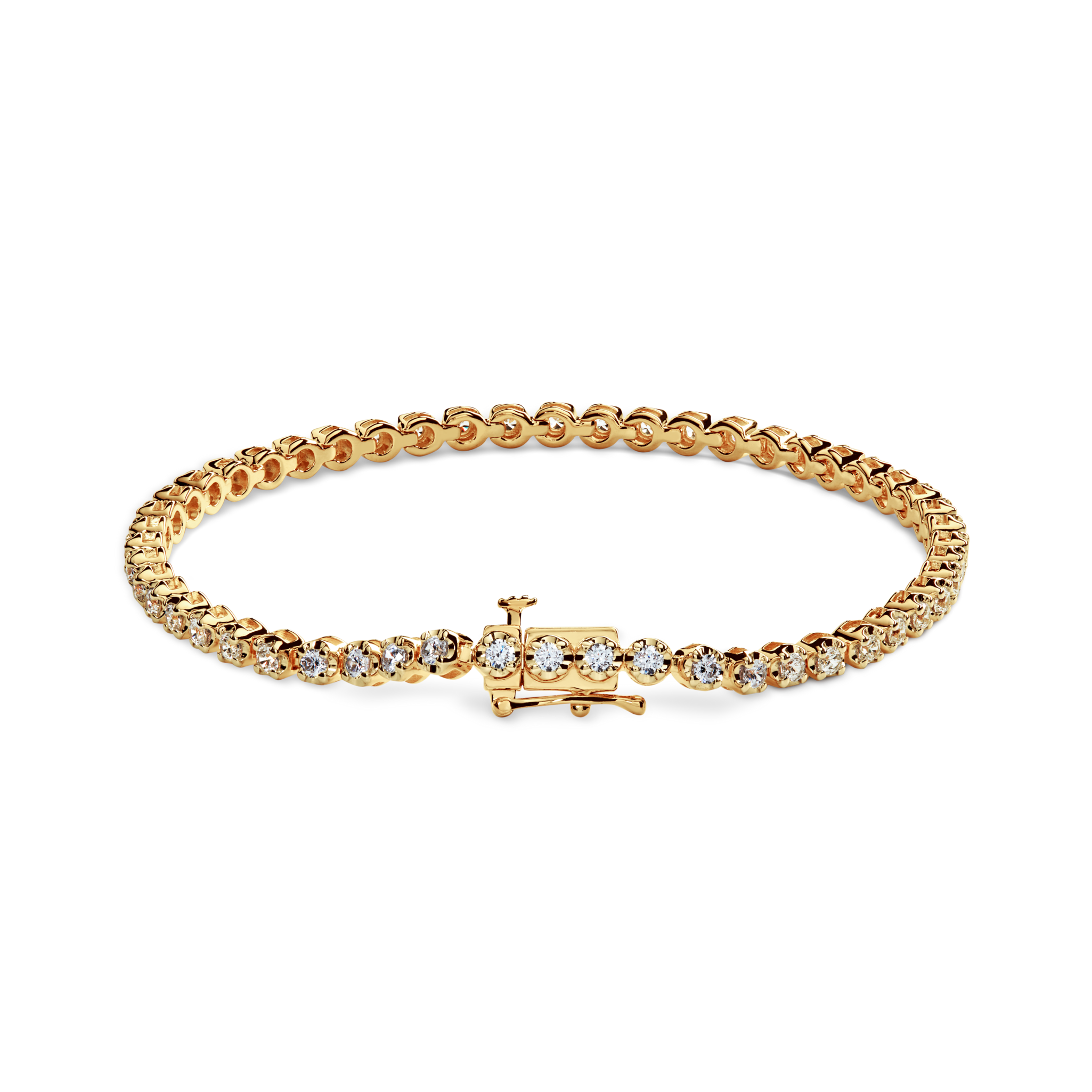 2 Carat 7 Diamond Tennis Bracelet - Yellow Gold - Image 3