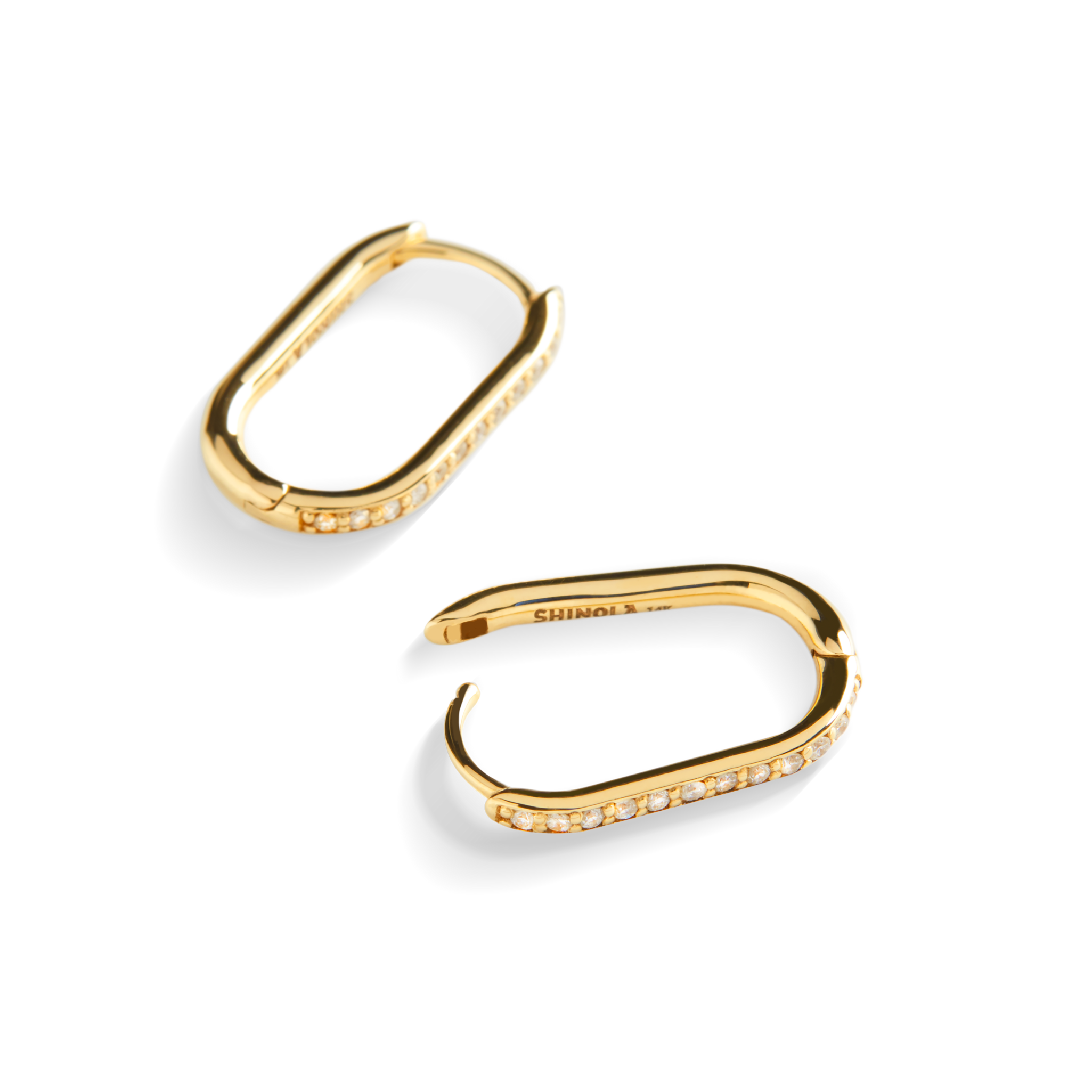 Diamond Oval Charm Hoop - Yellow Gold - Image 2