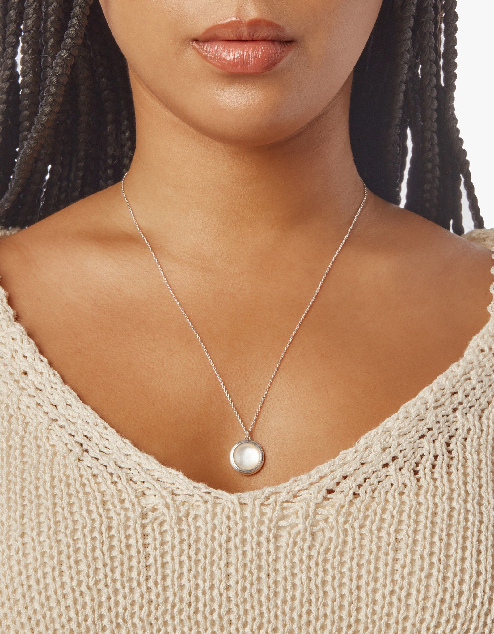 Heirloom Mother of Pearl Pendant Necklace - Sterling Silver - Image 4