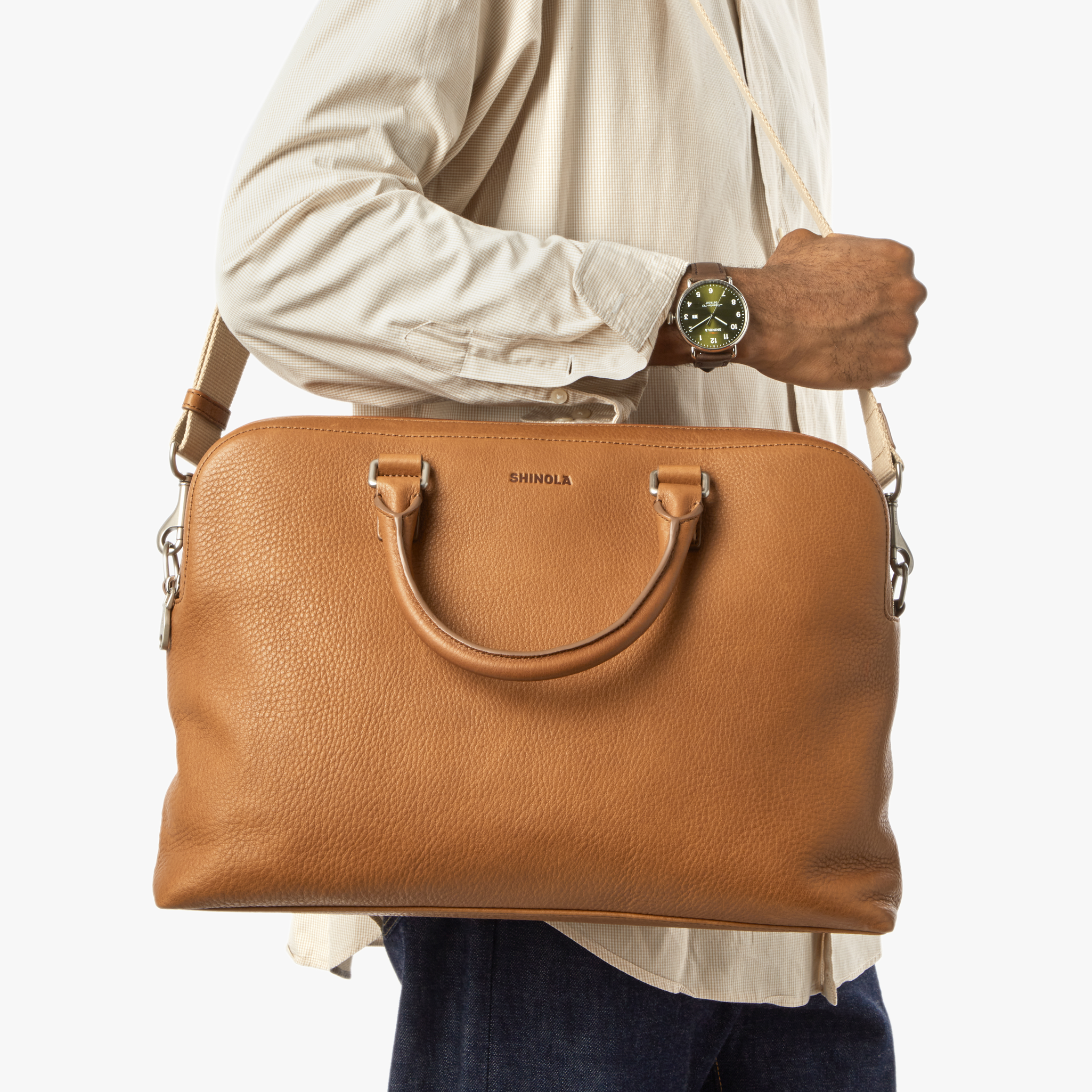 Double Zip Briefcase - Tan - Image 6