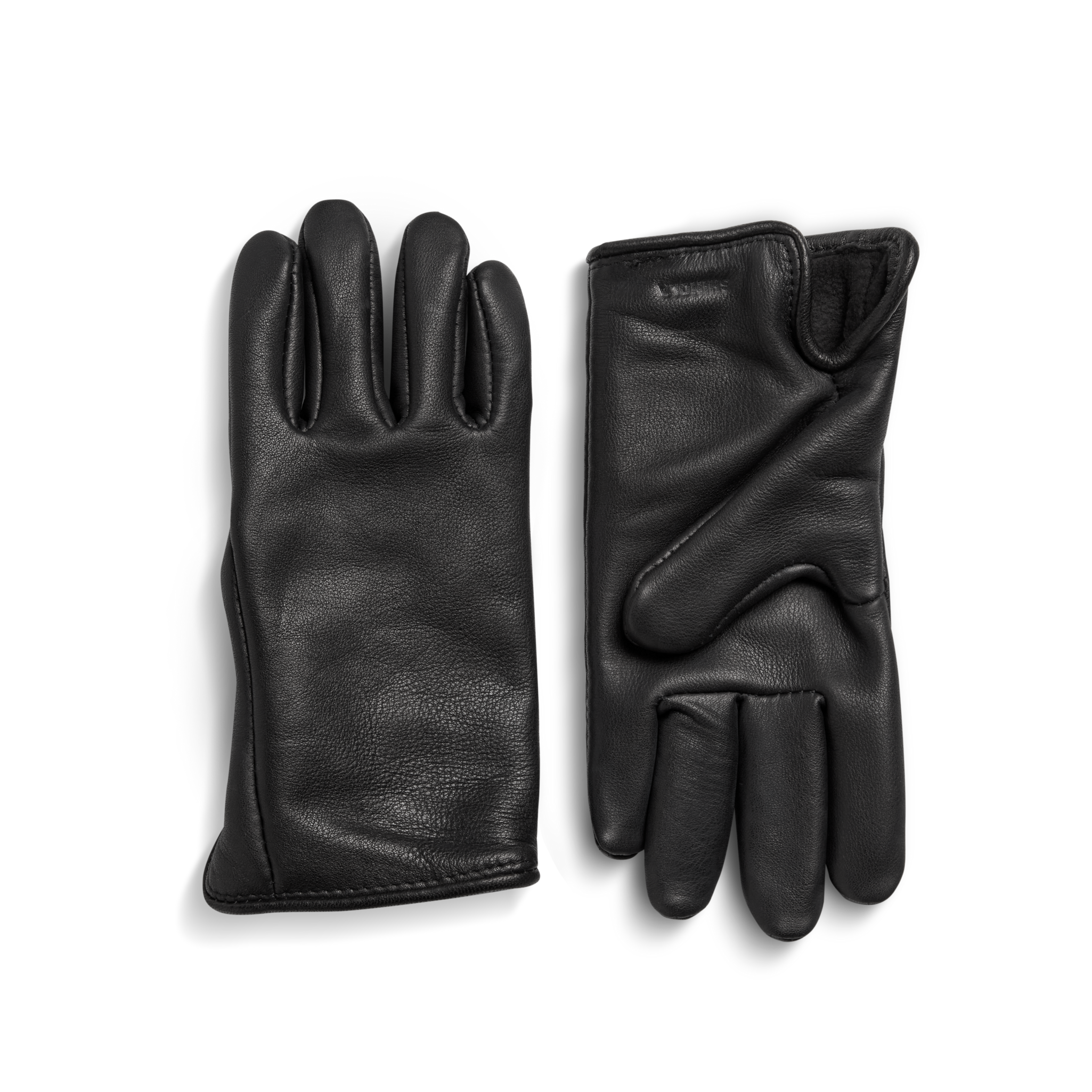 Lined Leather Gloves - Black - Image 2