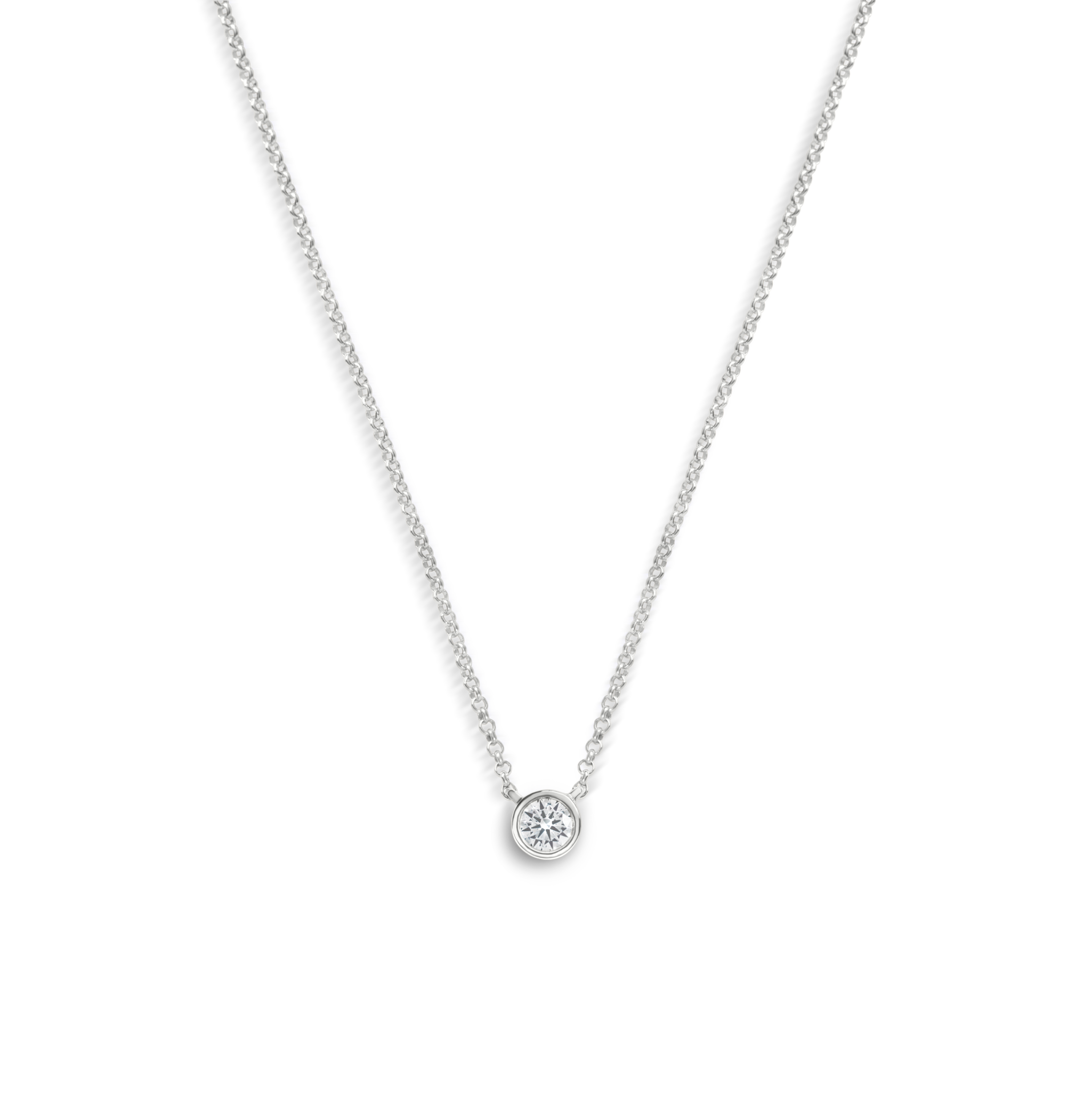 1/4 Carat Round Diamond Necklace - White Gold